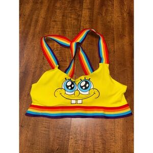 Hot Topic Spongebob Squarepants Womens Rainbow Racerback Sports Bra Size M